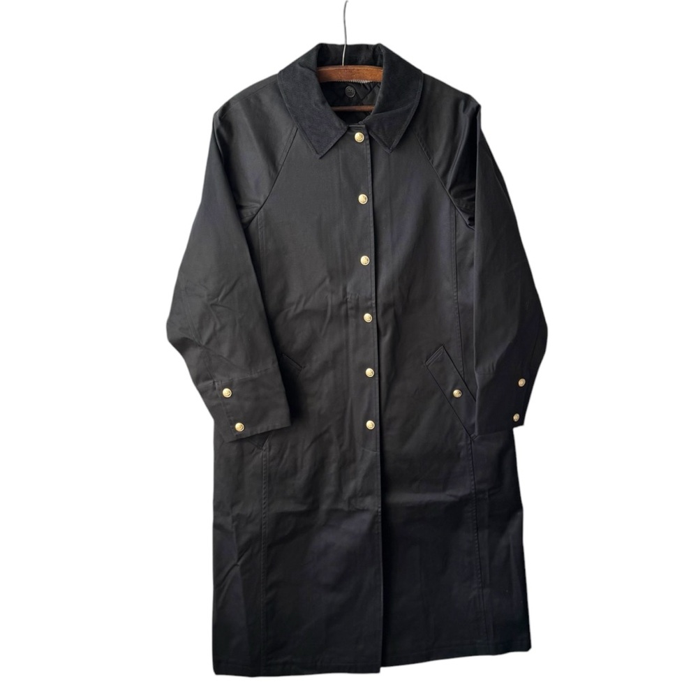 J Crew Long Barn Jacket in Black Waxed Cotton Twill | NWT - Picture 3 of 15